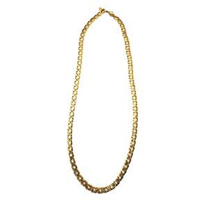Vintage Napier Gold Tone Cuban Link Chain Necklace 29" Flat Curb Signed